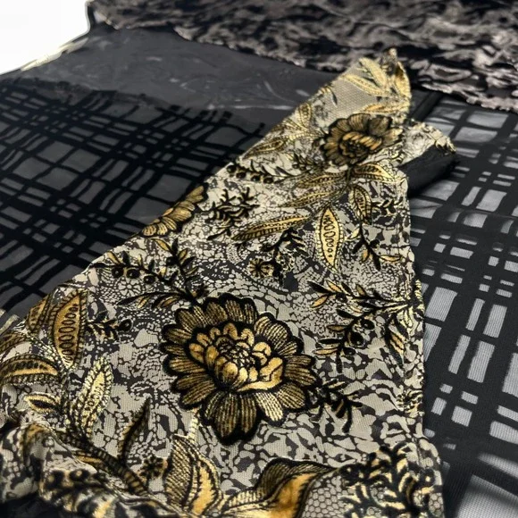 Anthropologie Floreat Velvet Burnout Muse Kimono Top O/S Patchwork Open‎ Front - Picture 7 of 12